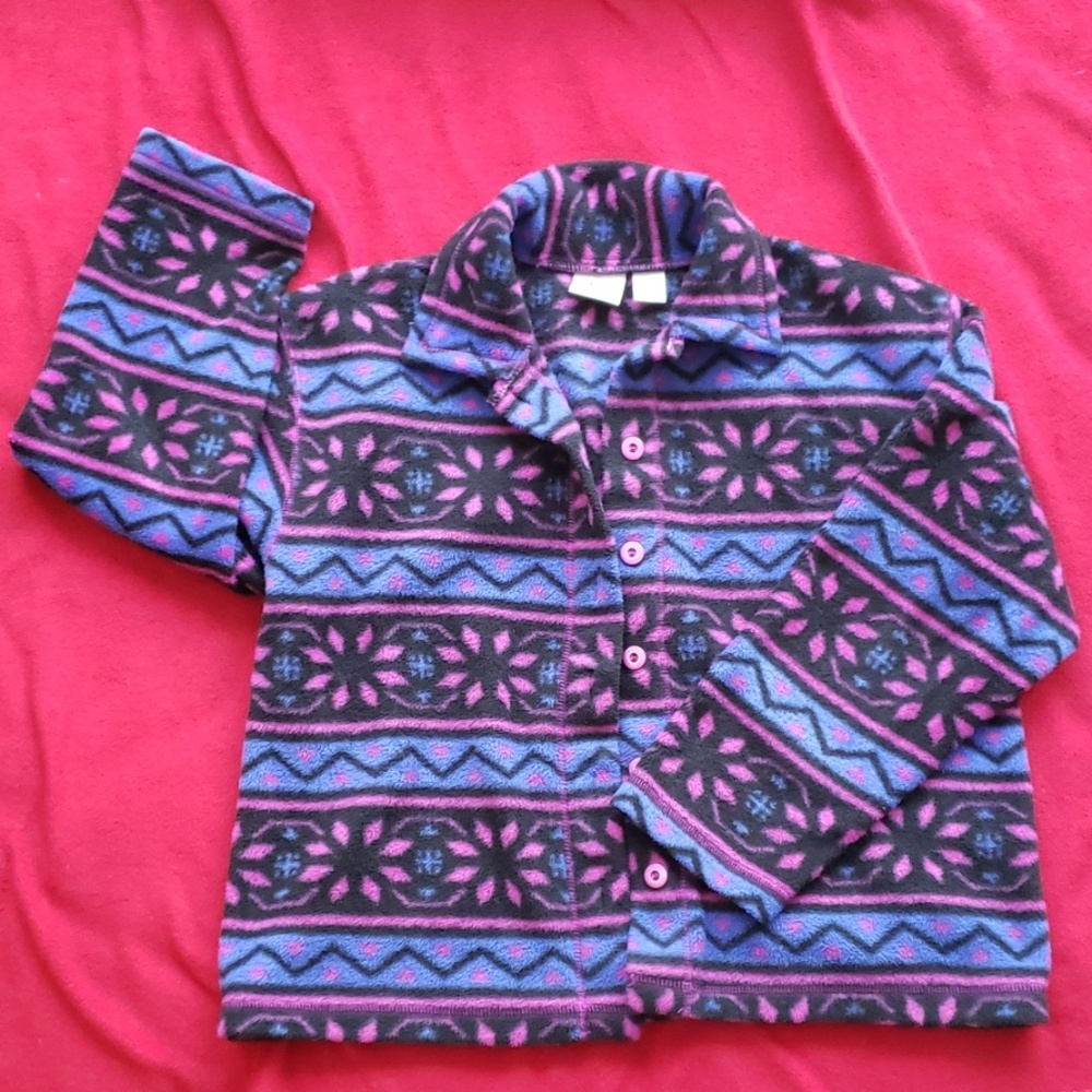 Blue and pink/purple sweater